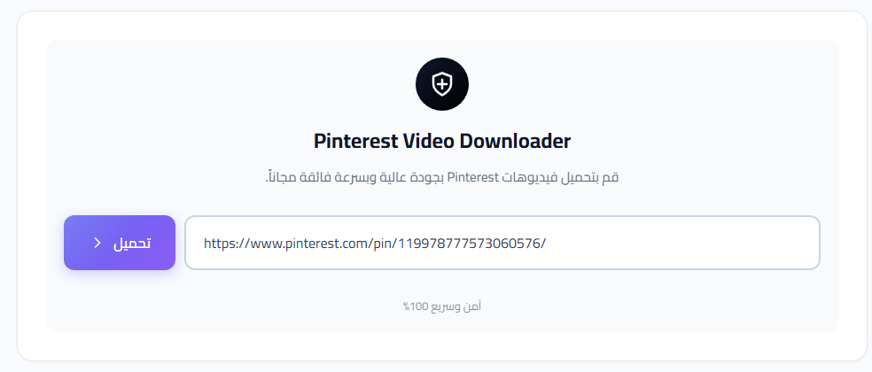 واجهة ToolRar بعد إدخال رابط Pin عام وقبل بدء التحليل
